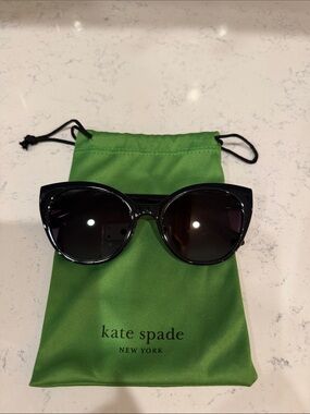 kate spade Cat Eye Black Sunglasses with Green Branded Pouch